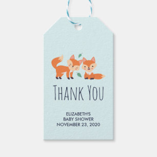 Cute Orange Foxes Graphic Illustration Baby Shower Gift Tags