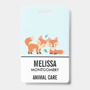 Cute Orange Foxes Graphic Illustration Badge