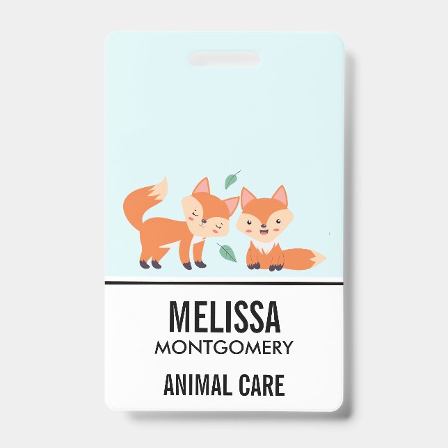 Cute Orange Foxes Graphic Illustration Badge (Front)