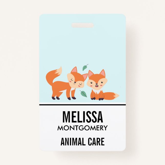 Cute Orange Foxes Graphic Illustration Badge (Front)