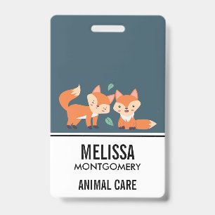 Cute Orange Foxes Graphic Illustration Badge
