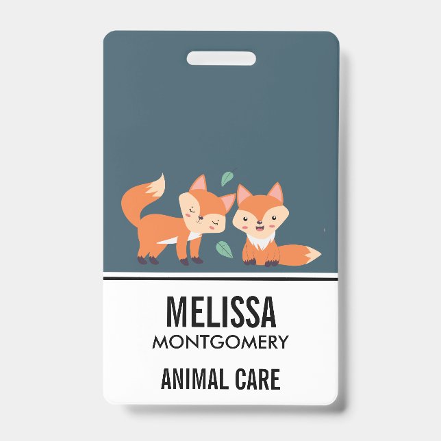 Cute Orange Foxes Graphic Illustration Badge (Front)