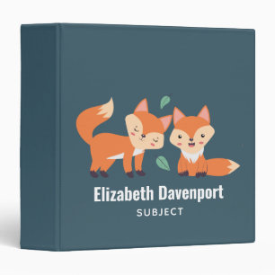 Cute Orange Foxes Graphic Illustration Binder