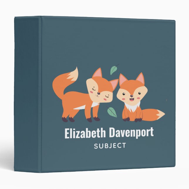 Cute Orange Foxes Graphic Illustration Binder (Front/Spine)