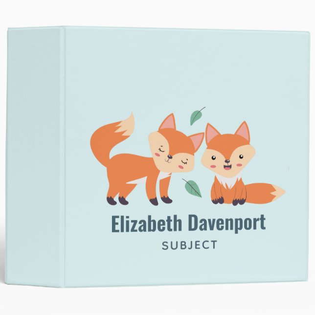 Cute Orange Foxes Graphic Illustration Binder (Front/Spine)