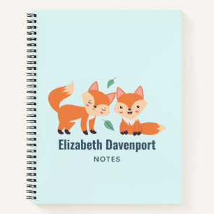 Cute Orange Foxes Graphic Illustration Notebook