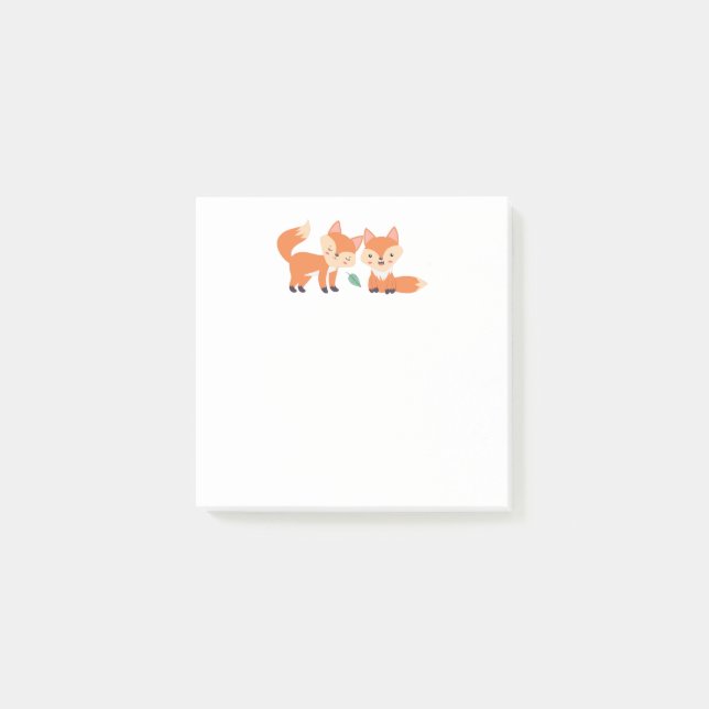 Cute Orange Foxes Graphic Illustration Post-it Notes (Front)
