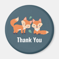 Cute Orange Foxes Graphic Illustration Thank You
