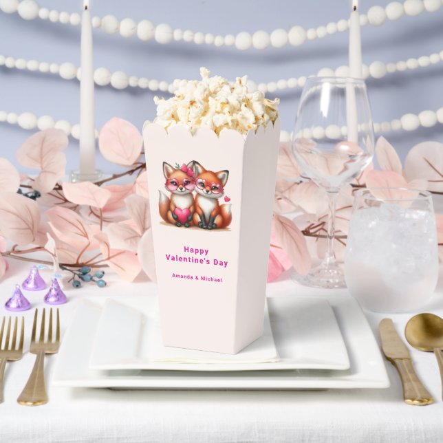 Cute Orange Foxes in Love Valentine's Day Favor Box (Wedding)