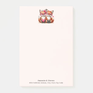 Cute Orange Foxes in Love with Address Post-it Notes