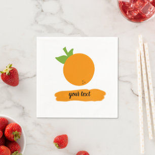 Cute orange fruit napkins with personalized text