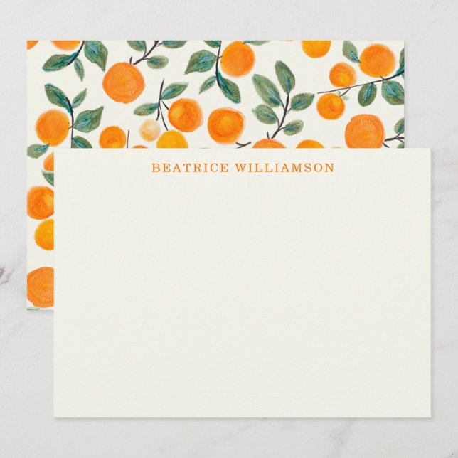 Cute Orange Fruit Watercolor Pattern Personalized Card (Front/Back)