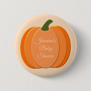 Cute Orange Gender Neutral Pumpkin Baby Shower 2 Inch Round Button