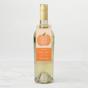 Cute Orange Gender Neutral Pumpkin Baby Shower Bottle Tag