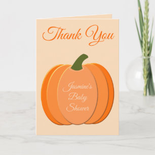 Cute Orange Gender Neutral Pumpkin Baby Shower Card