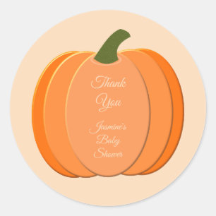 Cute Orange Gender Neutral Pumpkin Baby Shower Classic Round Sticker