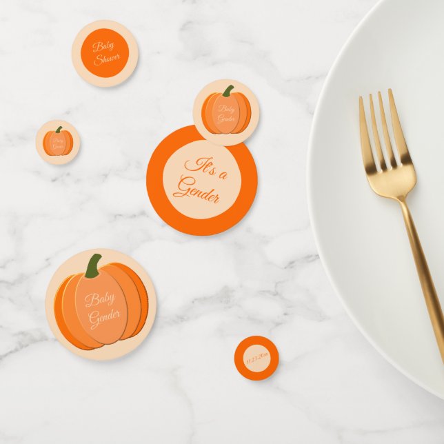 Cute Orange Gender Neutral Pumpkin Baby Shower Confetti (Group)