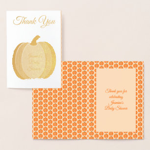 Cute Orange Gender Neutral Pumpkin Baby Shower Foil Card