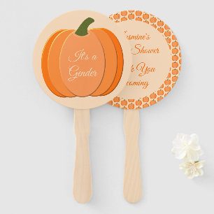Cute Orange Gender Neutral Pumpkin Baby Shower Hand Fan