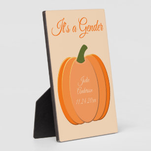 Cute Orange Gender Neutral Pumpkin Birth Plaque