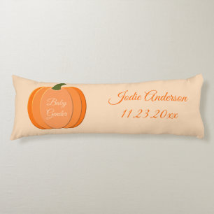 Cute Orange Gender Neutral Pumpkin Custom Birth Body Pillow