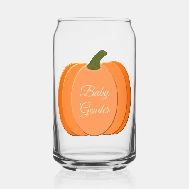 Cute Orange Gender Neutral Pumpkin Custom Can Glass (Front)