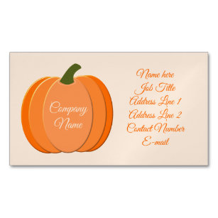 Cute Orange Gender Neutral Pumpkin Custom Magnetic Business Card