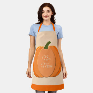 Cute Orange Gender Neutral Pumpkin Custom New Mom Apron