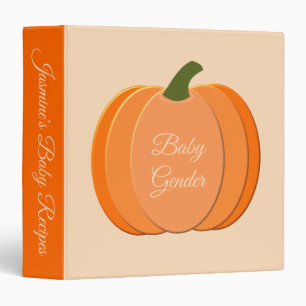 Cute Orange Gender Neutral Pumpkin Custom Recipe Binder