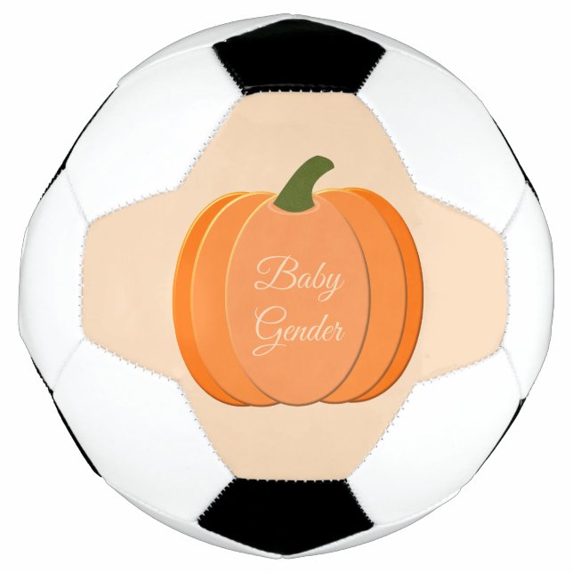 Cute Orange Gender Neutral Pumpkin Custom Soccer Ball (Front)