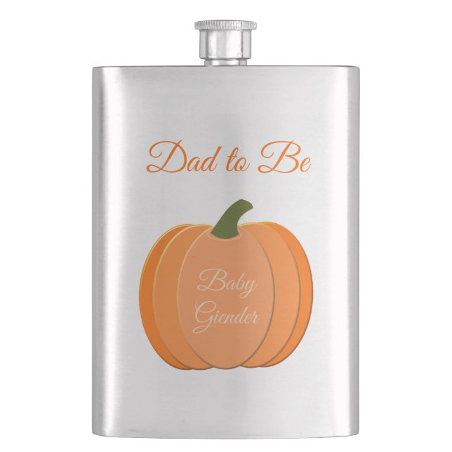 Cute Orange Gender Neutral Pumpkin Dad to Be Hip Flask (Front)