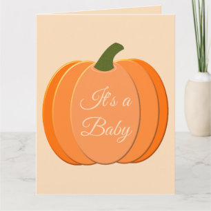 Cute Orange Gender Neutral Pumpkin Gender Reveal Card