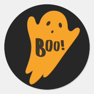 Cute orange ghost BOO classic halloween Classic Round Sticker