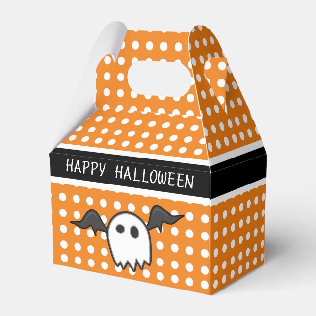 Cute Orange Ghost Halloween Party Favor Box (Back Side)