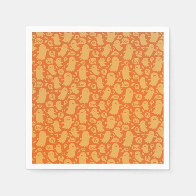 Cute Orange Ghosts Halloween Napkin (Front)