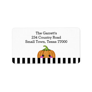 Cute Orange Glitter Pumpkin Personalized Address Label