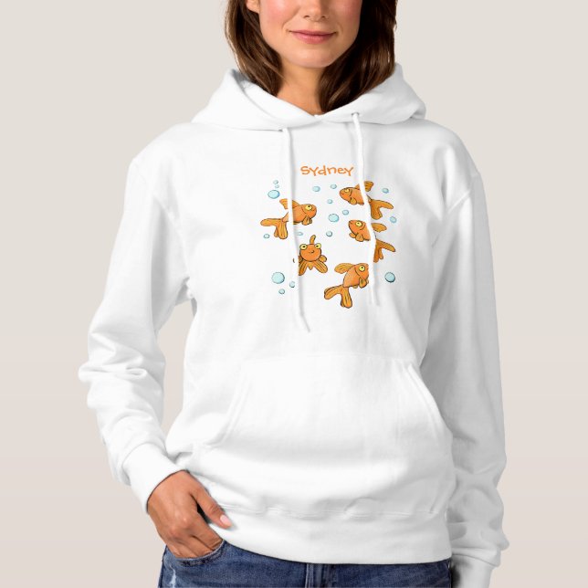 Cute orange goldfish cartoon illustration hoodie (Front)