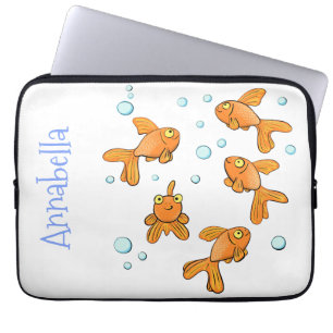 Cute orange goldfish cartoon illustration laptop sleeve