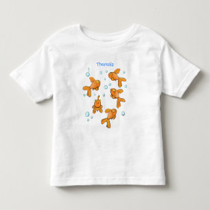 Cute orange goldfish cartoon illustration toddler t-shirt