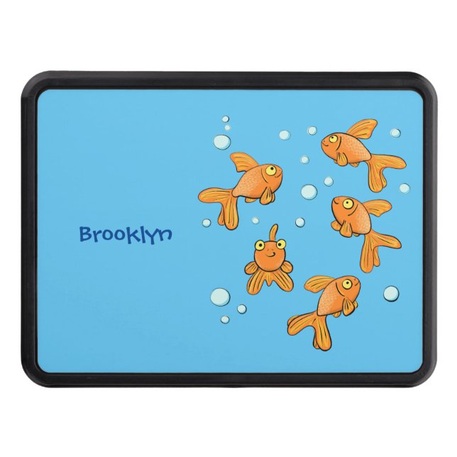 Cute orange goldfish cartoon illustration trailer hitch cover (Front)