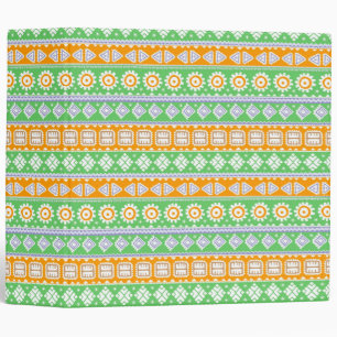 Cute orange green ethnic patterns design binder