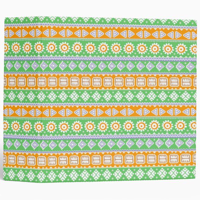 Cute orange green ethnic patterns design binder (Front/Spine)