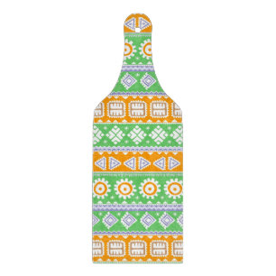 Cute orange green ethnic patterns design cutting board