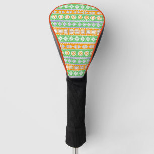 Cute orange green ethnic patterns design golf head cover