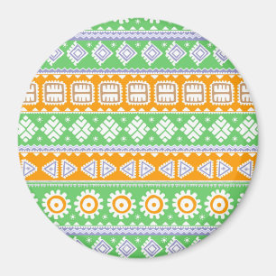 Cute orange green ethnic patterns design magnet