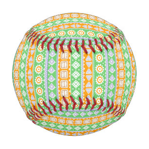 Cute orange green ethnic patterns design Two-Tone Baseball