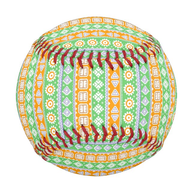 Cute orange green ethnic patterns design Two-Tone  Baseball (Front)