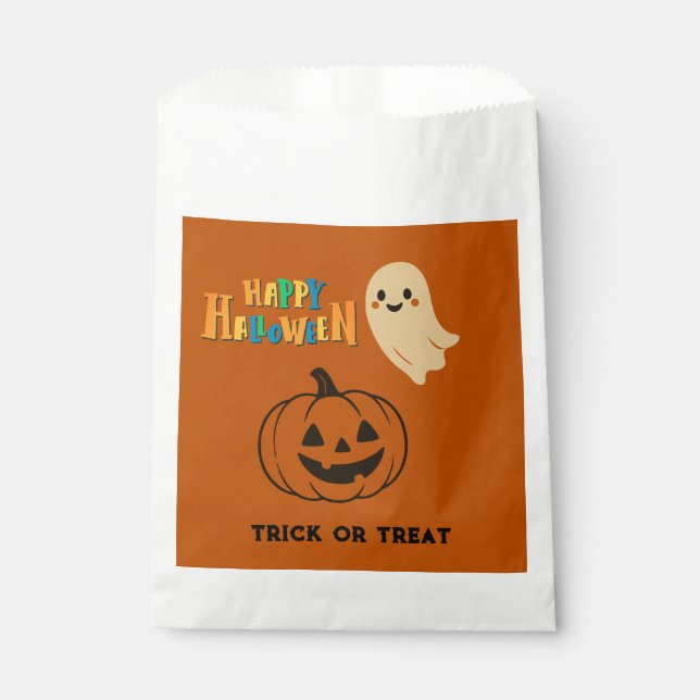 cute orange Halloween kids Ghost & Pumpkin party  Favour Bag (Front)
