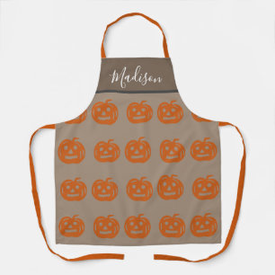 Cute Orange Halloween Pumpkins Womens Personalized Apron