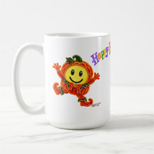 Cute Orange Halloween Smiley Face Velvet Pumpkin Coffee Mug